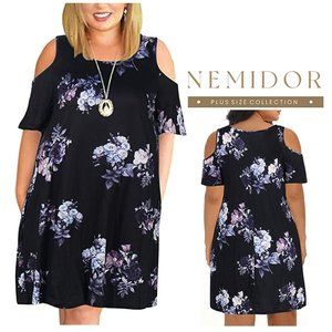 NEMIDOR Cold Shoulder Swing Dress with Pockets 👗 NEW WITH TAGS!